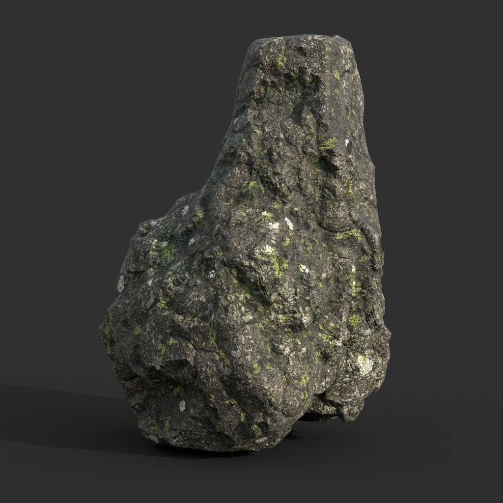 ArtStation - Low poly Damaged Lichen Rock Pack A 190425 | Game Assets