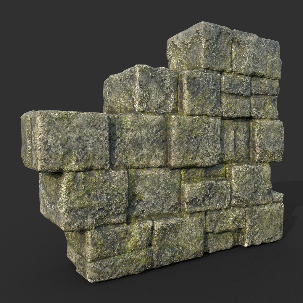 ArtStation - Low poly Mossy Ruin Medieval Construction Pack 190423 ...