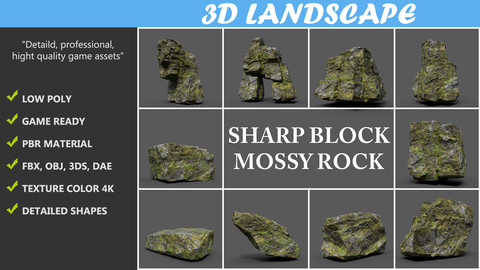 Low poly Mossy Cliff Pack 191219