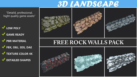 Free 3D Model Rock Walls Pack