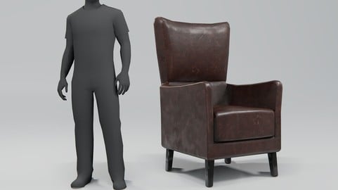 Old Worn Armchair Low-poly 3D model