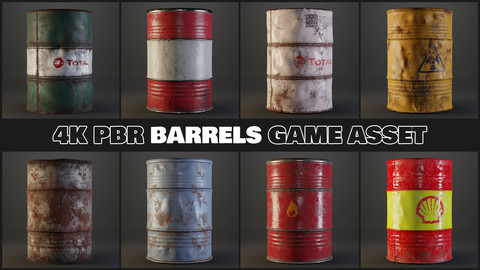 Barrels Game assets - 4K PBR Lowpoly