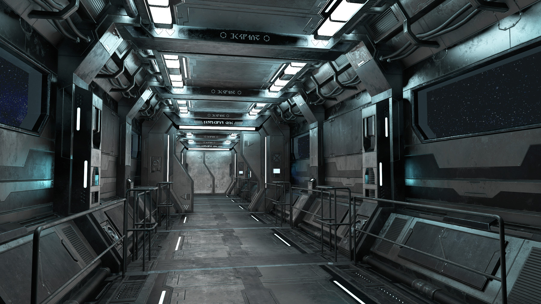 ArtStation - Sci-Fi Modular Corridor with Door Version 1- Low Poly ...