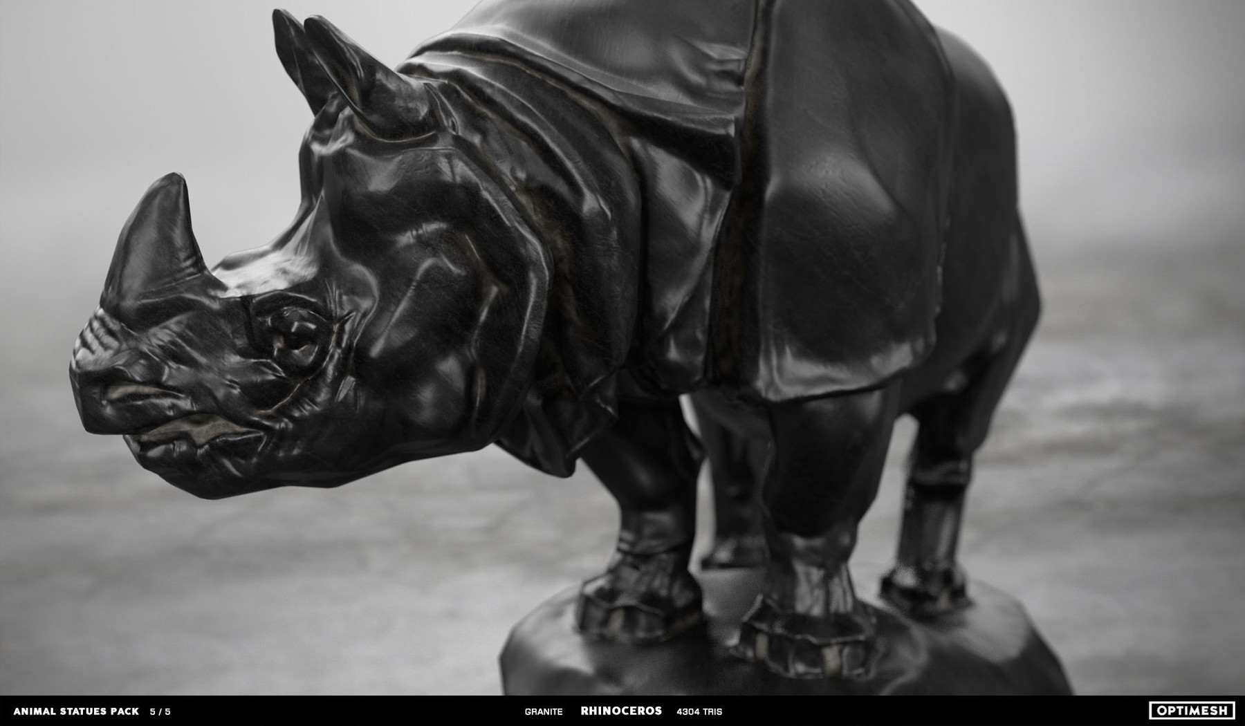 ArtStation - Rhino Rhinoceros Statue - 3D PBR Model Low-poly | Game Assets