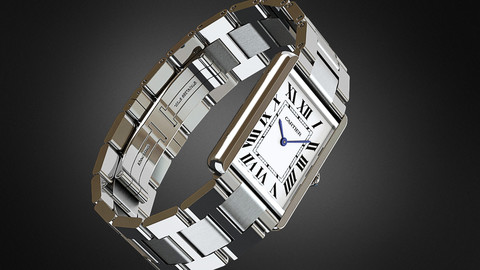 High-detailed 3D model luxury watch Cartier Tank Solo