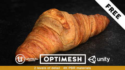 Croissant PBR 3D Pack Free low-poly 1/3