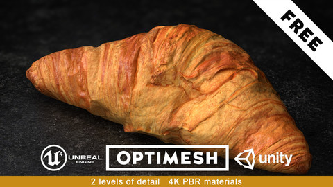 Croissant PBR 3D Pack Free low-poly 3/3