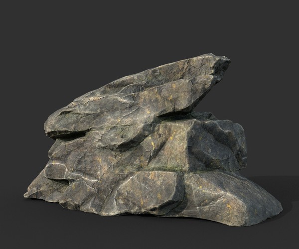 ArtStation - Low poly Big Rock Formation 200928 - Mossy | Game Assets