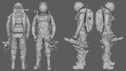 Astronaut SciFi - subdivision modeling/uvs - Hard Surface