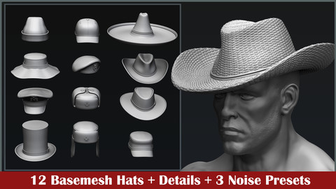 12 Basemesh Hat Meshes + Details