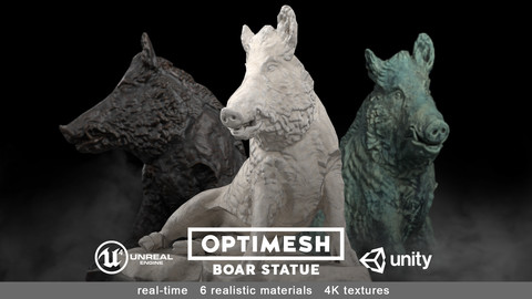 Boar wild hog statue - 3D BR model Low-poly