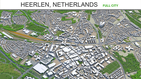 Heerlen city Netherlands 3d model 40Km
