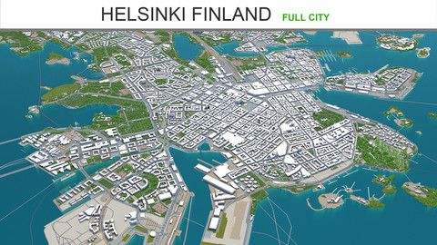 Helsinki city Finland 3d model 20km