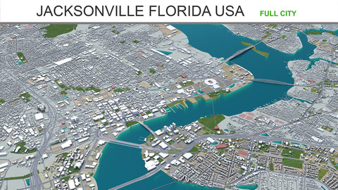 Jacksonville Florida city USA 3d model 80km