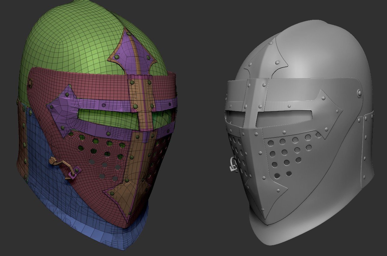 modeling a knight helmet zbrush