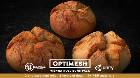 Vienna Roll Bun 3D PBR Pack Low-poly