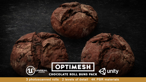 Chocolate Roll Bun 3D PBR Pack Low-poly