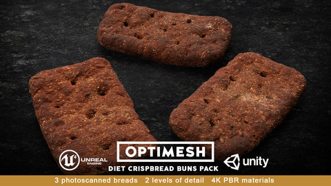 Diet Crispbread Roll Bun 3D PBR Pack Low-poly 3D model