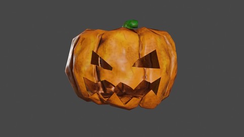 Pumpkin Head Halloween - Low Poly - PBR