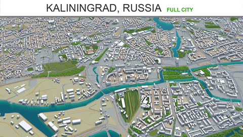 Kaliningrad city Russia 3d model 40km
