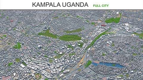 Kampala city Uganda 3d model 40km