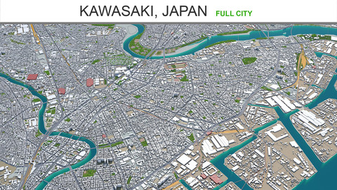 Kawasaki city  Japan 3d model 50km