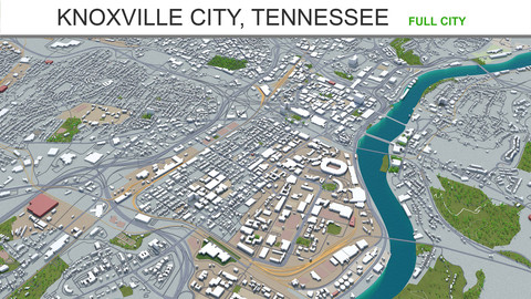 Knoxville City Tennessee 3d model 100 km