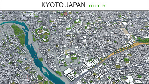 Kyoto city Japan 3d model  80km