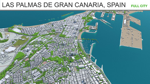 Las Palmas de Gran Canaria city Spain 3d model 40km
