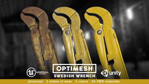 Swedish wrench - 3D PBR model Low-poly