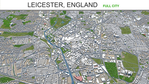 Leicester city England 3d model 50km