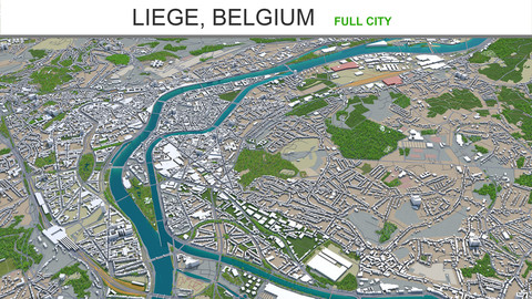 Liege city Belgium 3d model 40km