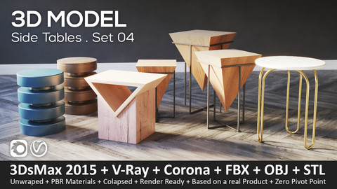 Side Tables . Set 04 - 3D-Model (3ds Max 2015 + Vray + Corona + FBX + STL + Obj)