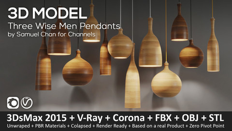 Three Wise Men Pendants by Samuel Chan for Channels - 3D-Model (3ds Max 2015 + Vray + Corona + FBX + STL + Obj)