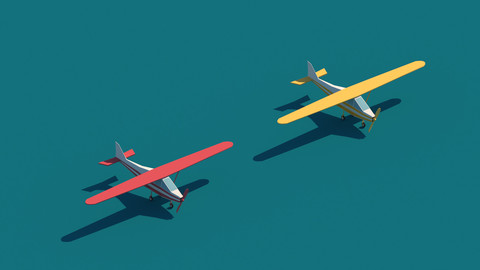 Cartoon Low Poly Airplane Small Package