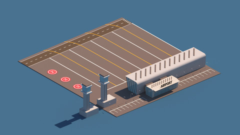 Cartoon Low Poly Airport Package