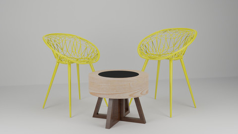Chairs and table sitting 3D model