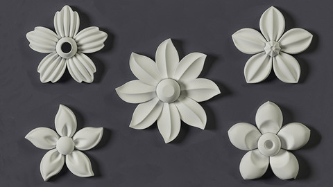 5 Floral Ornament brushes, alphas and 3D models