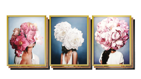 Art Frams 2- 3 Art Flower Head Woman By 3 Frams