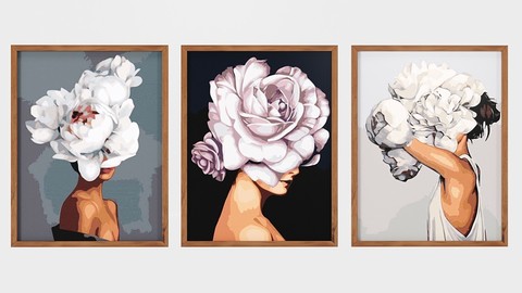 Art Frams 3- 3 Art Flower Head Woman By 3 Frams