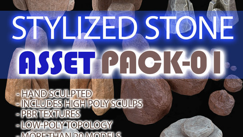 Stylized  Stone-Rock Asset   Low-poly 3D model - PACK-01