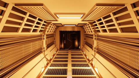 sci-fi corridor 3d model by cyberalex