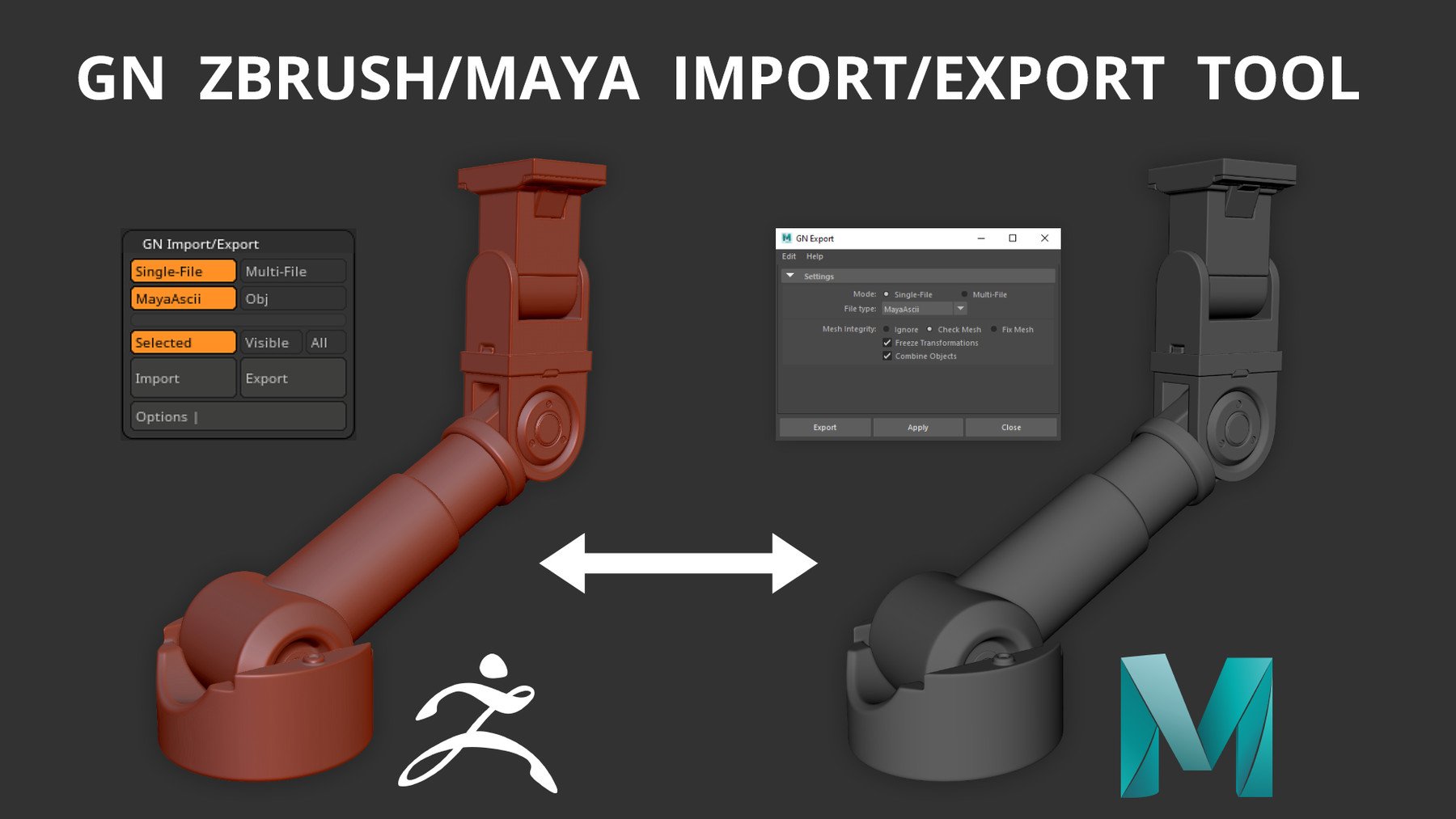 GN ZBrush/Maya Import/Export Tool[Arstation]