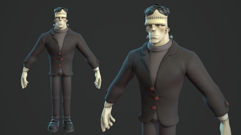 Frankenstein monster cartoon character base mesh