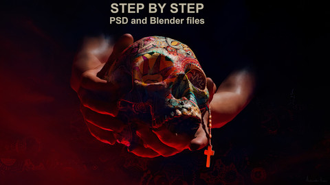 Step by step PSD and Blender Files - El Día de Muertos