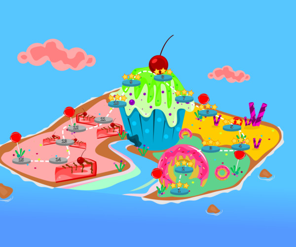 ArtStation 2d candy island map adventure game Game Assets