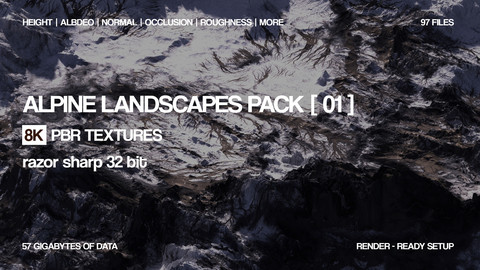 8K Alpine landscapes pack | 97 textures | 32 bit