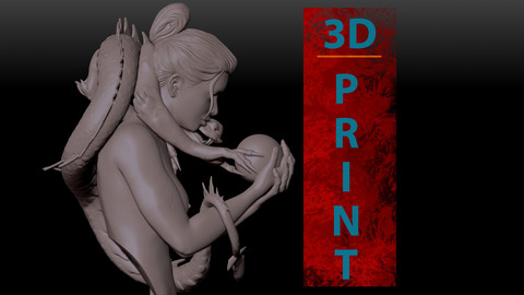 Geisha with dragon for 3D PRINTING