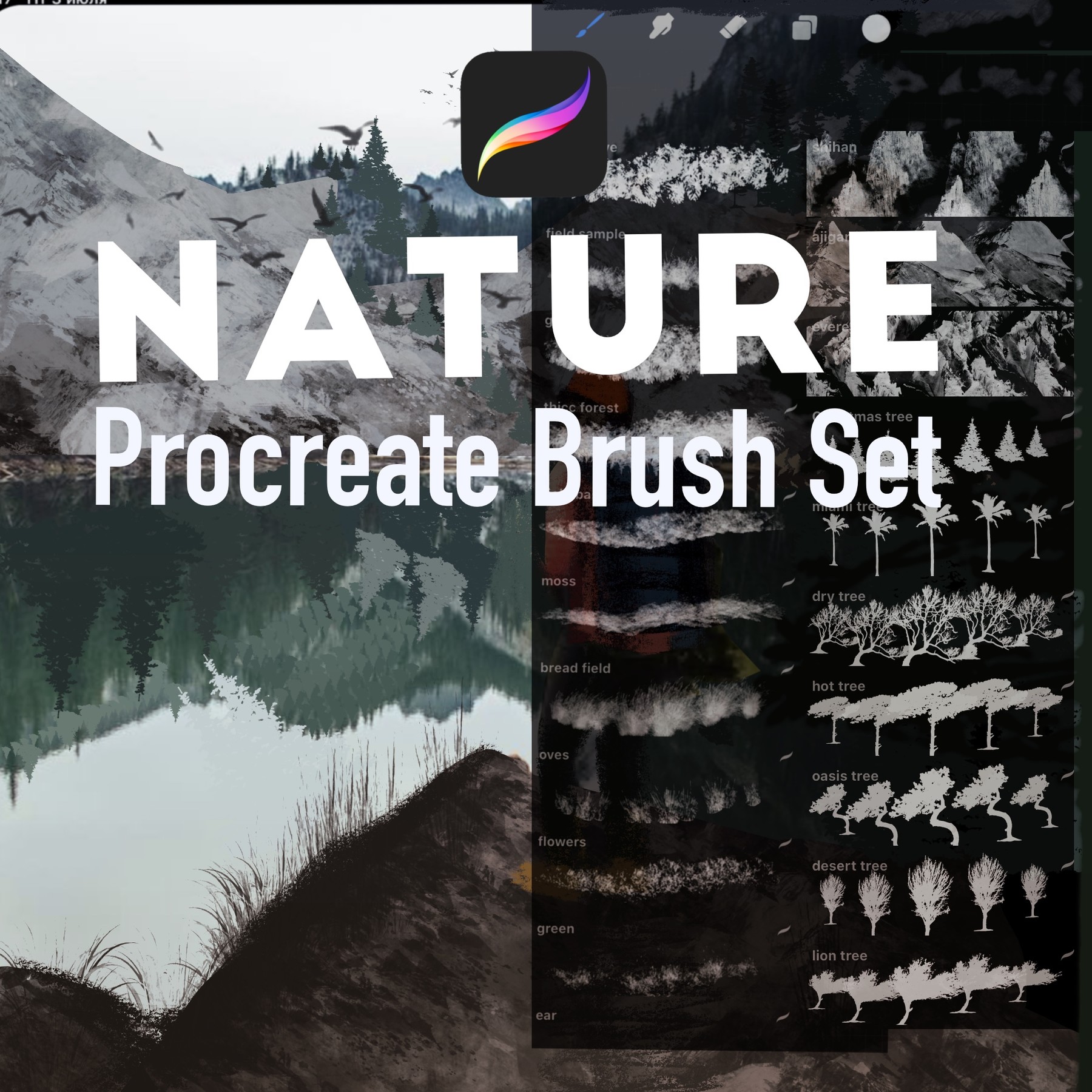 free procreate landscape brushes