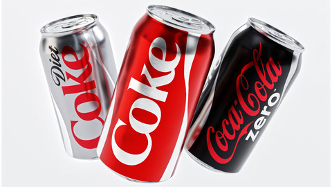 Set of Coca Cola Cans - Classic, Zero, Diet Coke Sodas